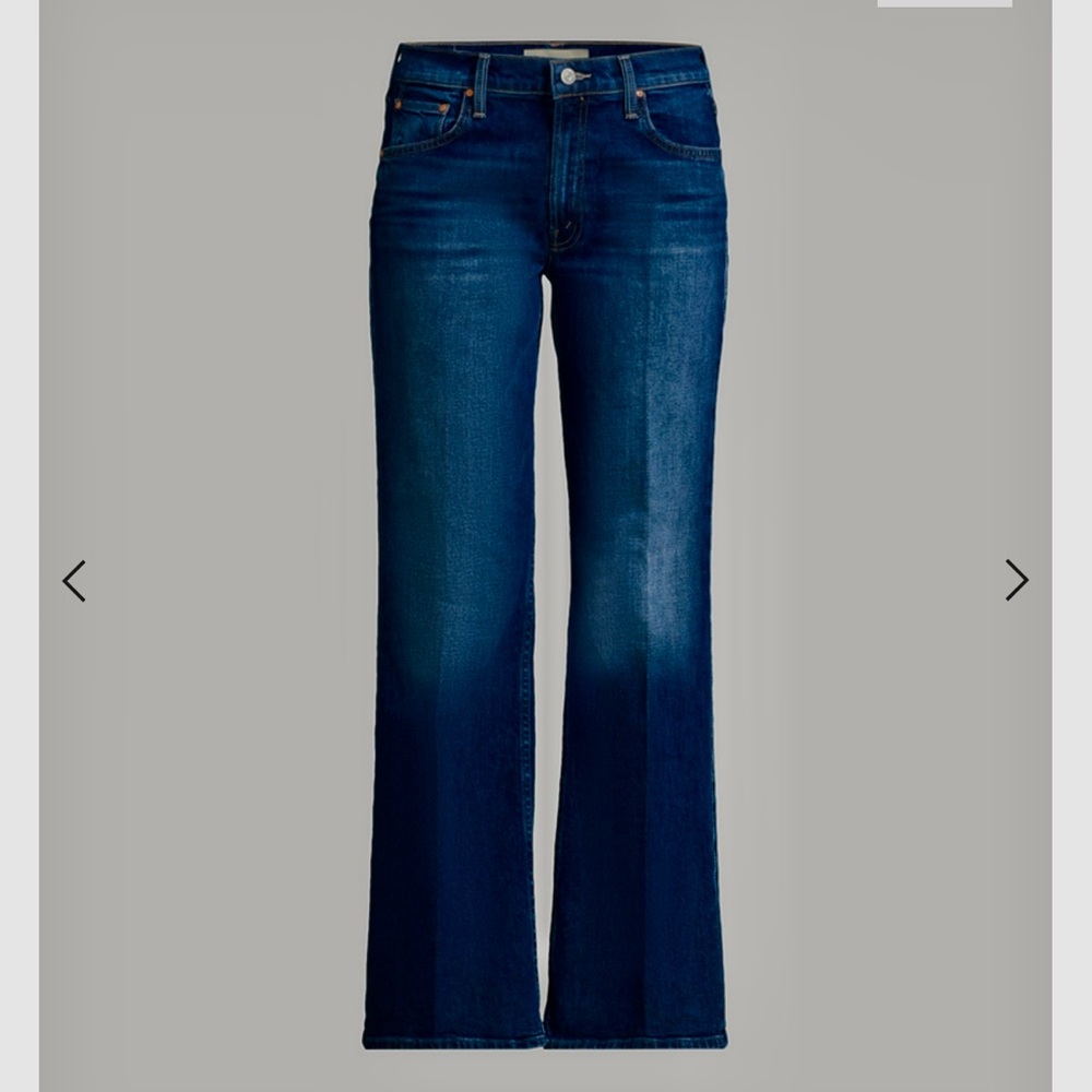 MOTHER Dark Blue Flare Jeans, The Bookie Heel
